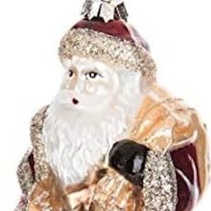 Glittered Santa Ornament with Red Cloak Christmas Decor Holiday Decoration